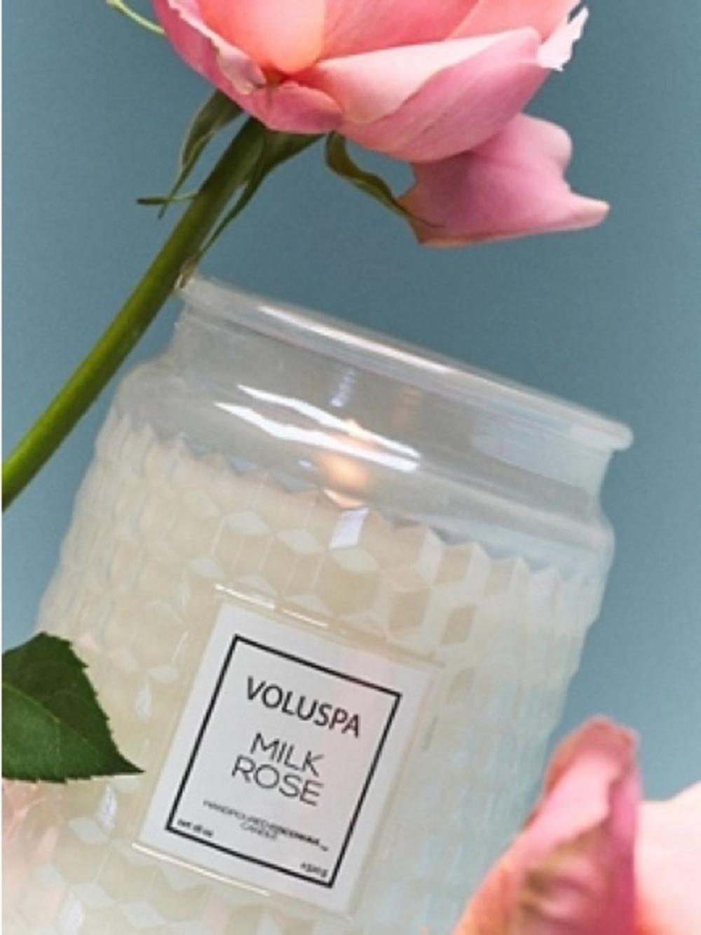 Voluspa Floral Milk Rose Glass Candle